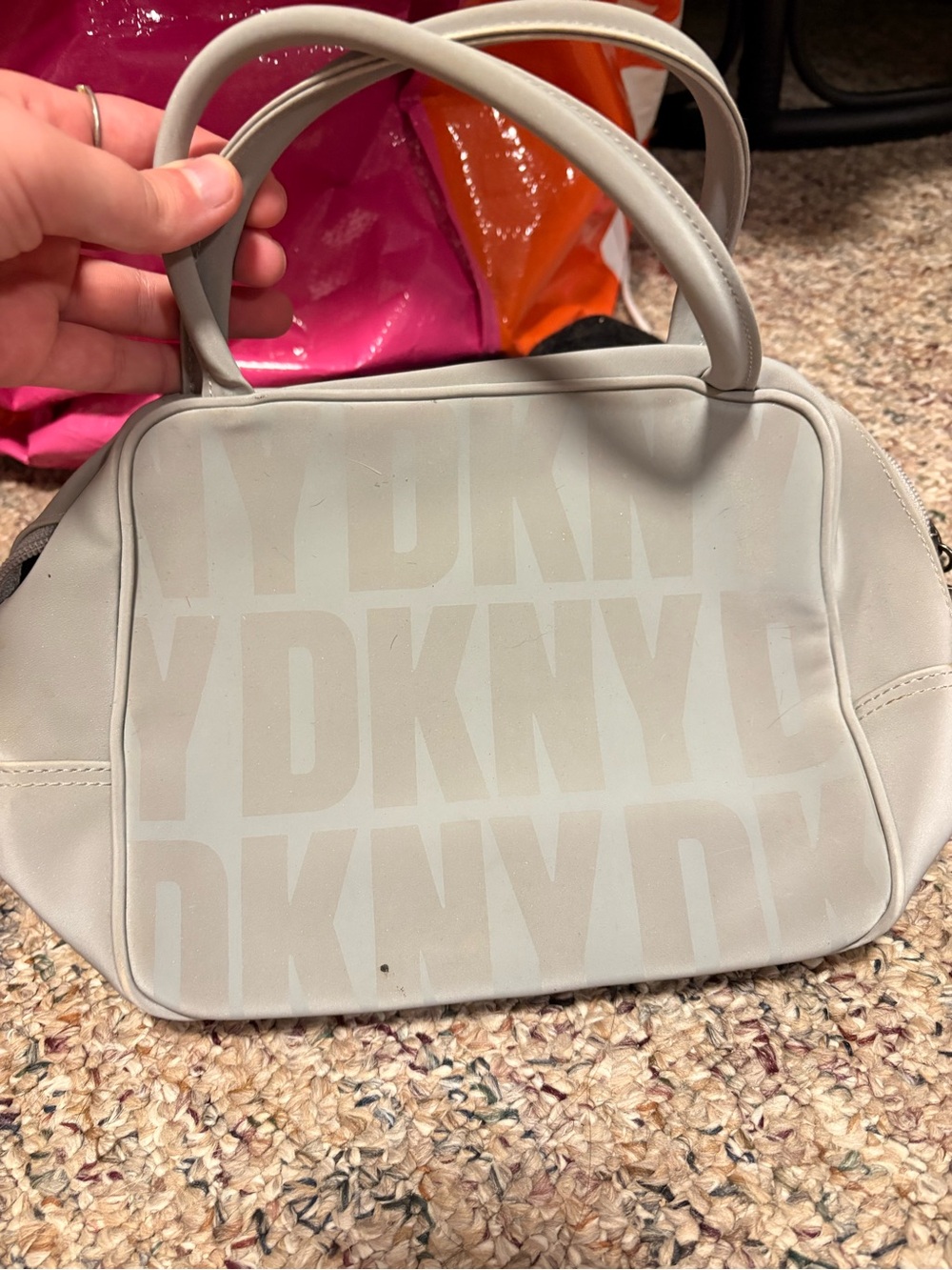 DKNY Light Gray Logo Satchel
